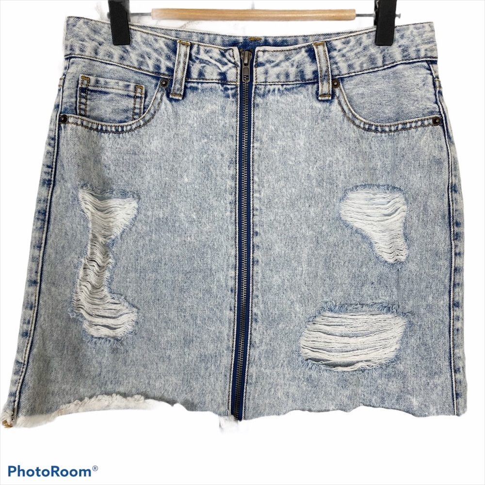 FOREVER 21 Y2K Acid Wash Mini Jean Skirt Zipper M